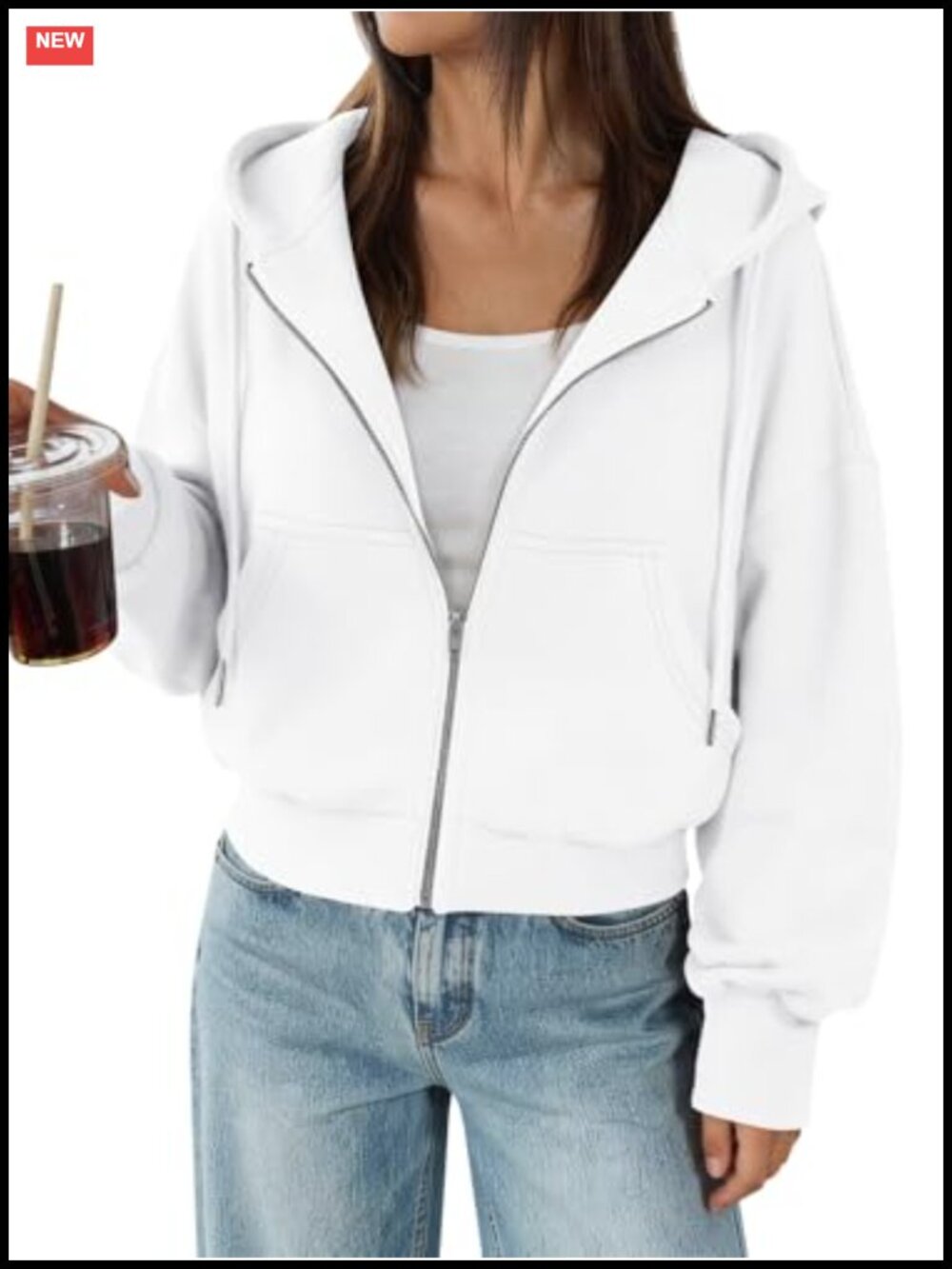 Zip Up Cropped Hoodie Fleece Lined Sweatshirt for Women Fall Activewear
